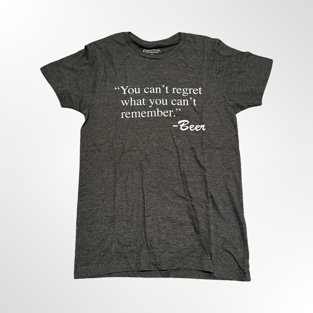 patrick. Beer No Regret Cotton Graphic T-Shirt Adult Small Funny Humorous